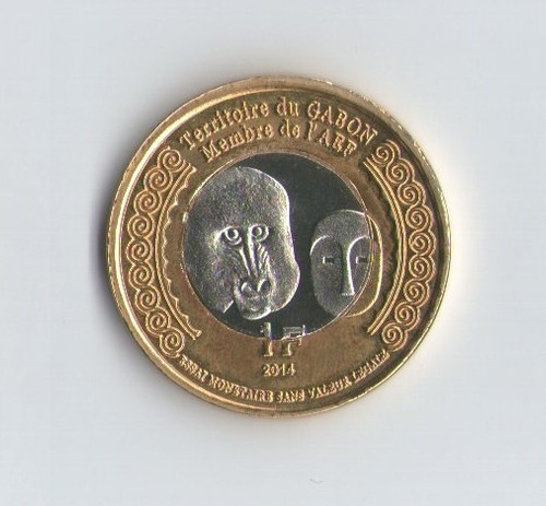 Gabon - 1 Franc 2014 - Bimetalica - Sc - Gorila