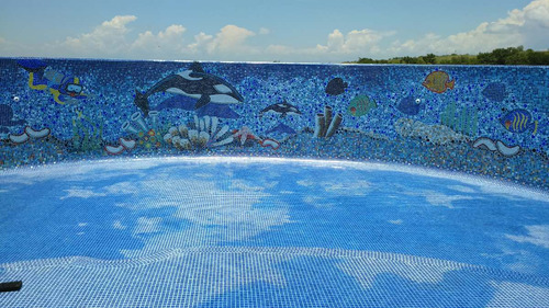 Imagen 7 de 8 de Figura Mosaico Orca Con Bebe De 1.50 Mts. Para Alberca