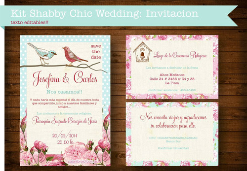 Kit Imprimible Shabby Chic Casamiento