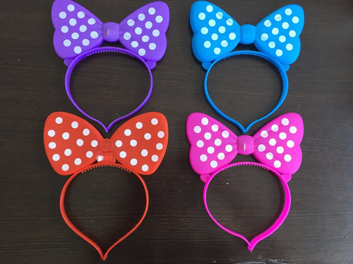 Imagen 3 de 10 de Vincha Moño Minnie Led Luminosa Pack Cotillon Combo X12