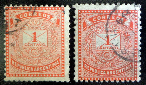 Argentina, Lote 2 X Gj 62 Dibujo Carta 12 1-2 Colores L8142