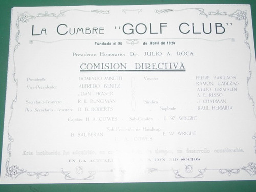 Cordoba Clipping Golf La Cumbre Golf Club Comision Directiva