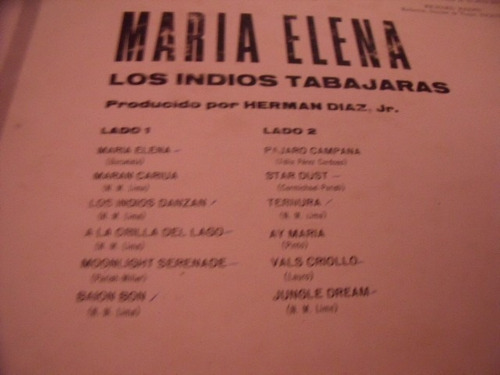 Lp Los Indios Tabajaras, Maria Elena, (Usado)