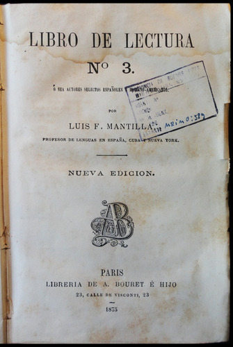 Libro De Lectura Nro. 3  Año 1875. 48n 107