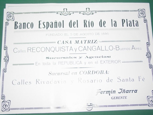 Cordoba Clipping Banco Español Del Rio De La Plata Sucursal