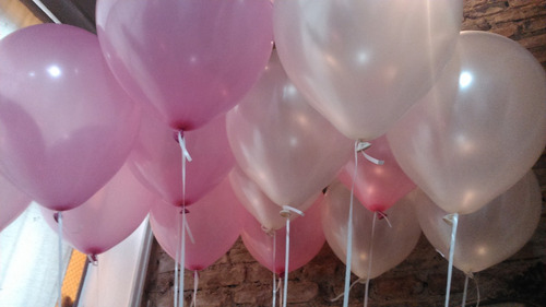 Combo De 10 Globos Con Helio Perlado Blanco