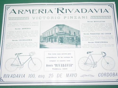 Cordoba Clipping Armeria Rivadavia Victorio Pinzani Biciclet