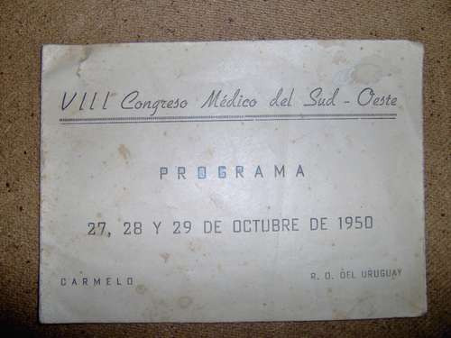 Documento Invitacion Vlll Congreso Médico Carmelo Año 1950