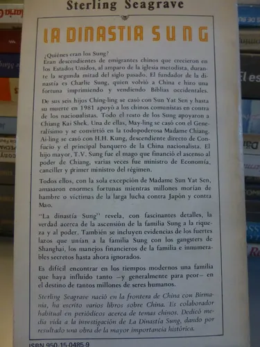 La Dinastia Sung, S Seagrave,1985,ilustrado, J Vergara,537pg (Usado)