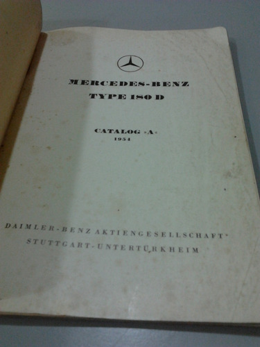 Libro Manual Catálogo De Despiece: M. Benz 180 D Año 1954