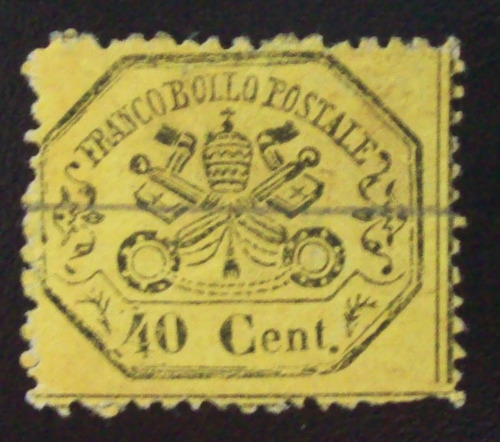 Italia Pontificios, Sello Sc. 24 40c Amarillo Reimpres L6476