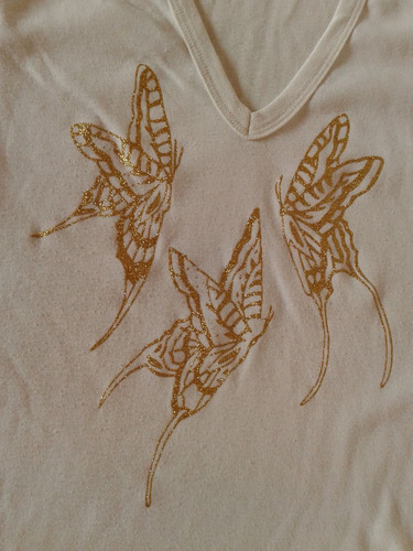 Remera Manga Corta Crudo Con Brillito