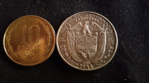 Moneda Panama Un Cuarto De Balboa 1934 Plata  (p03)