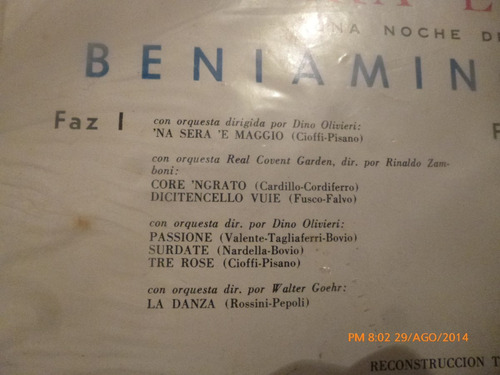 Vinilo Lp De Beniamino Gigli -- Na Sera E Maggio (u395