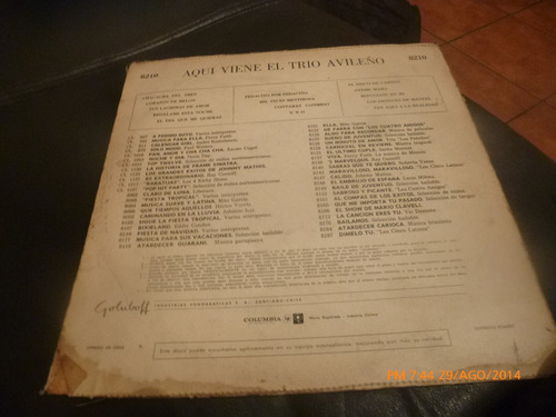 Vinilo Lp De Aqui Viene El Trio Avileño (u905
