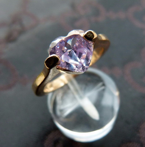 Anillo Oro 14 K Gold Filled Con Circonita Color Lavanda