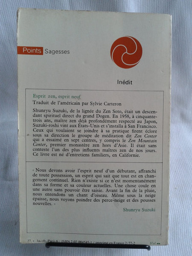 Imagen 2 de 5 de Esprit Zen Esprit Neuf. Shunryu Suzuki. Ed. Du Seuil Frances