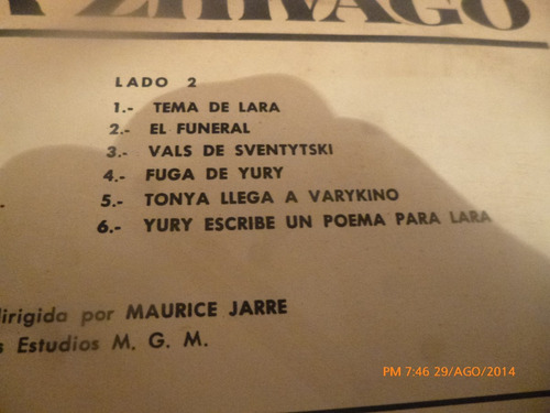 Vinilo Lp De Doctor Zhivago (xx645 (Usado)
