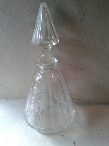 Antiguo Botellon Licorera De Vidrio Cristal Decoración