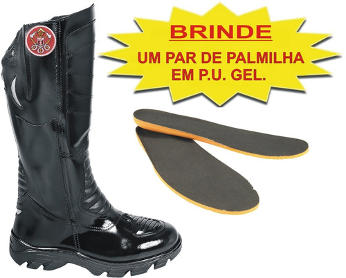 Bota Bombeiro Padrão Pm, Couro Legítimo,** Palmilha Grátis**