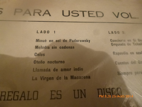 Vinilo Lp De Liberace Concierto S Para Ud Vol 2 (u843