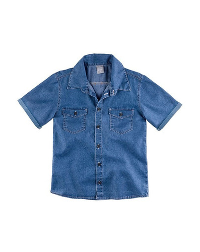 Camisa Jeans Infantil Masculina Hering Kids Manga Curta  