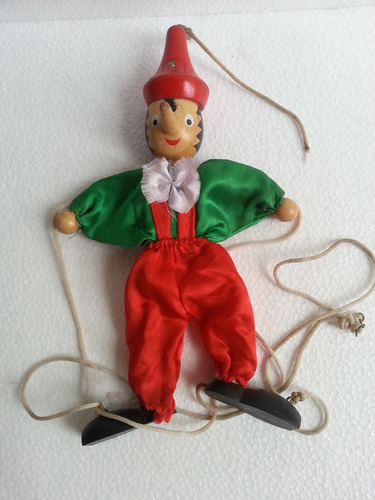 Antiguo Pinocho De Madera Marioneta Hecho En Italia