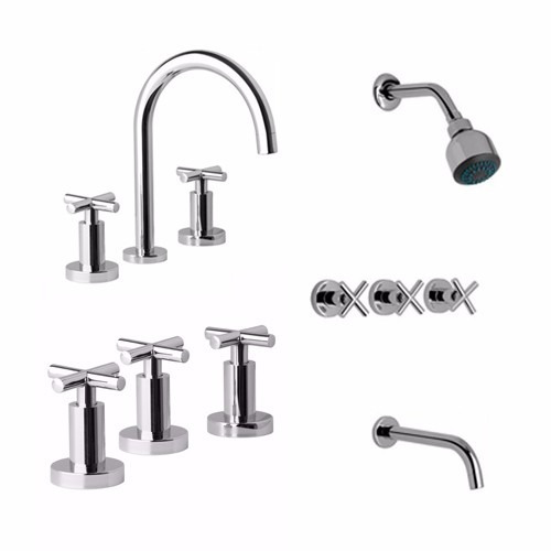 Set Combo Griferia Lavatorio Bidet Ducha Novara Hydros G10