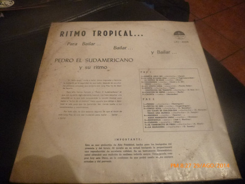 Vinilo Lp De Pedro El Sudamericano -- Para Bailar (u845