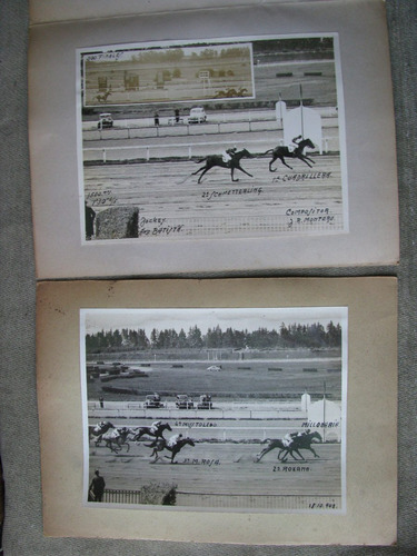 2 Fotos Antiguas Carrera De Caballos Hipodromo Maroñas 1942