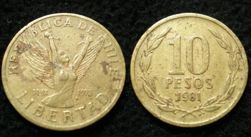 Chile 10 Pesos 1981 1993 1994 1995 Km#218.1 Km#228.2 C/u