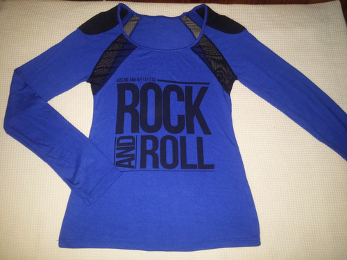 Remera Rock And Roll Mangas Largas Transparencia Con Tull