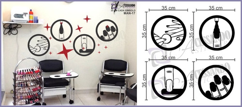 Imagem 5 de 6 de Adesivo Papel De Parede Manicure Cabeleireiro Exclusividade!