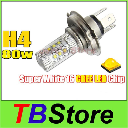 H4 Led 80w -6500k, Simil Xenon, 1180lm, (consumo 11w)