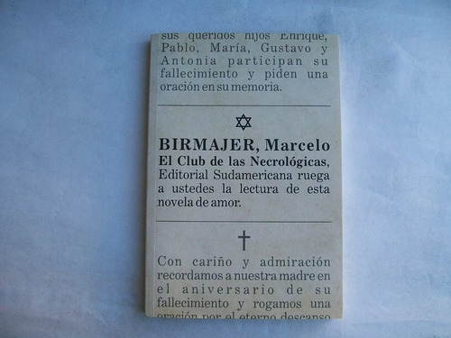 Marcelo Birmajer El Club De Las Necrologicas Sudamericana