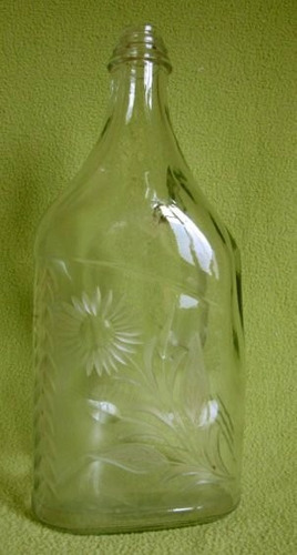 Antiguo Botellón Labrado Con Diseño Floral