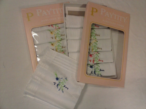 Imagen 2 de 5 de Pañuelo Mujer Bordado 100% ALG.pack 6 Unidades