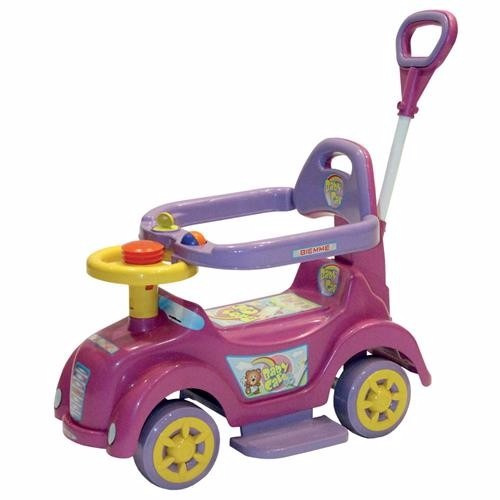 Carrinho Infantil Mini Veículo Com Empurrador Rosa Biemme