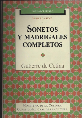 Sonetos Y Madrigales Completos Gutierre De Cetina F3