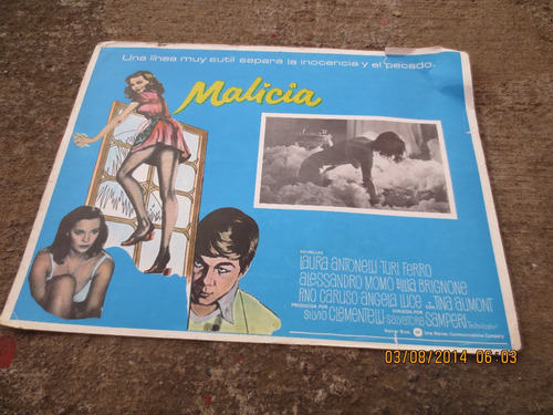 Antiguo Lobby Card Malicia Cartel De Cine!