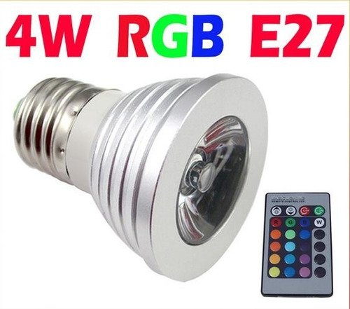 Lâmpada De Led Spot 4w Rgb Colorida Com Controle Remoto Ej27