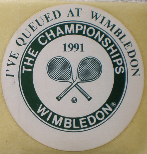 Wimbledon 1991 Adhesivo Pequeño 6cm De Diametro Tennis Calco