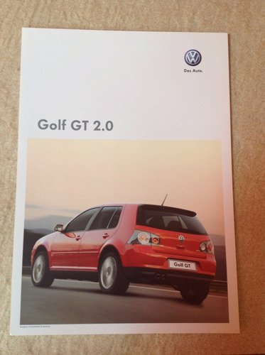 Folheto Folder Ficha Técnica Vw Golf Gt 2.0 Modelo 2010