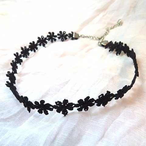 Gargantilla Collar Choker Encaje Flores