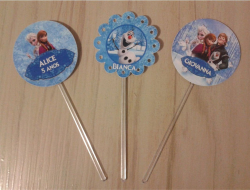 60 Toppers Para Doce Ou Cupcake Personalizado Frozen