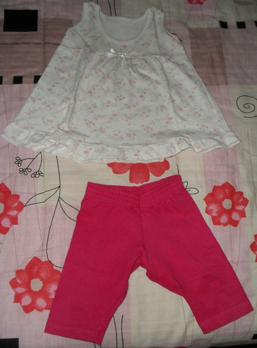 Conjunto Verano Vestidito O Solera Y Calza-beba 3-6 Meses