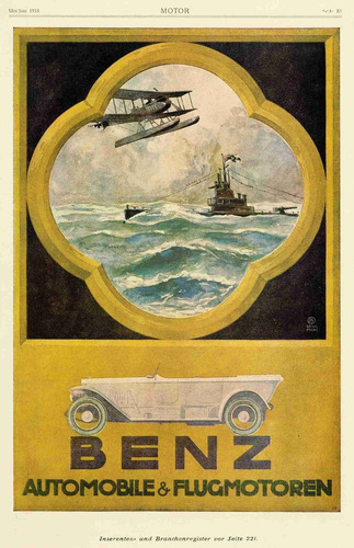 Lienzo Canvas Poster Benz Automovil & Flugmotoren 1918 78x50