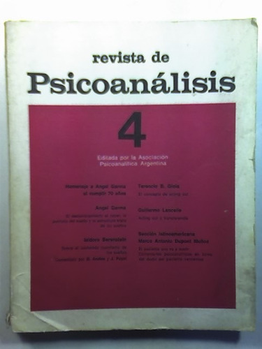 Revista De Psicoanalisis 4 - Oct/dic 1974