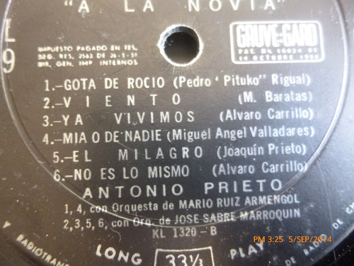 Vinilo Lp Antonio Prieto A La Novia (u4