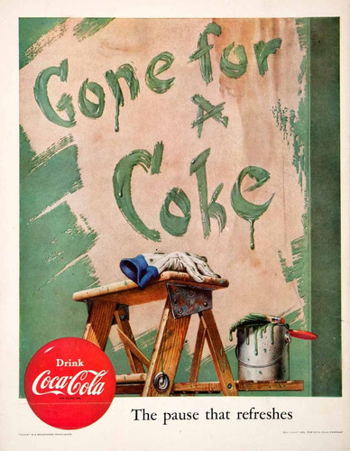 Lienzo Canvas Arte Publicidad Anuncio Coca Cola 1952 65x50